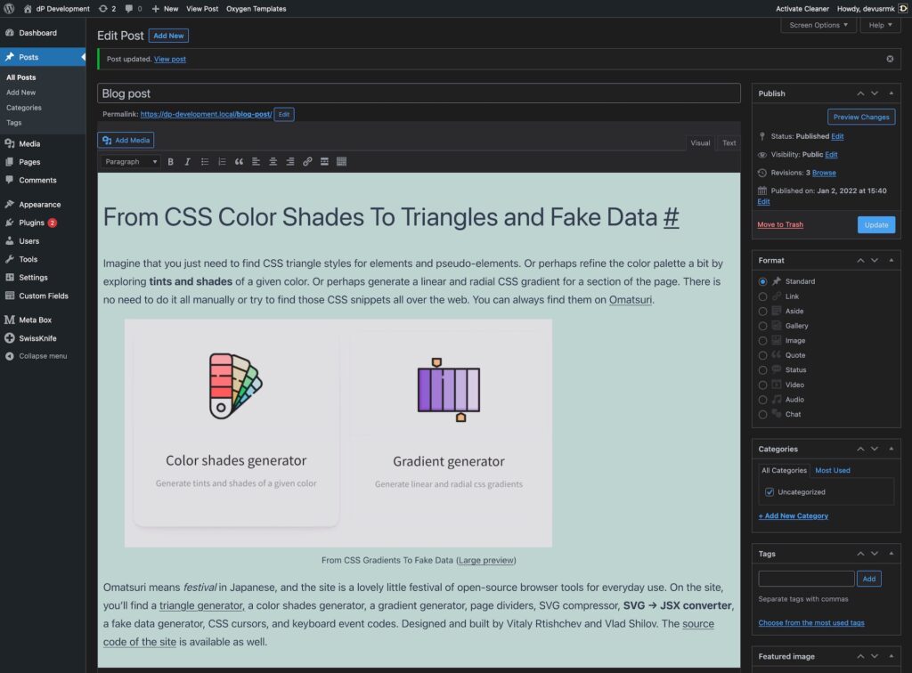 screenshot 2022 01 02 at 16 41 29 edit post ‹ dp development — wordpress